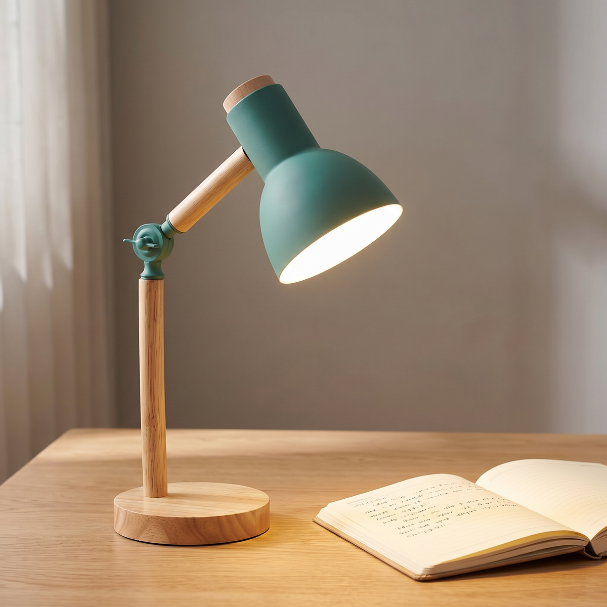 Nordic Wooden Desk Lamp on a home office desk