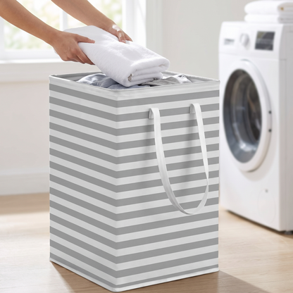 75L Foldable Fabric Laundry Basket in a laundry room
