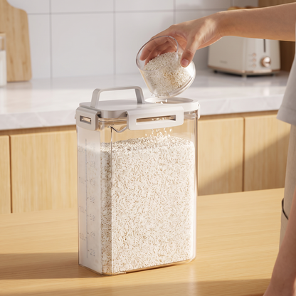 Sealed Grain Storage Container in use on a kitchen counter