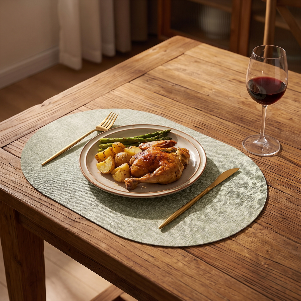 Oval Table Placemat on a set dinner table